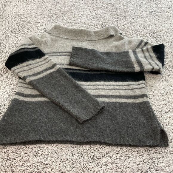 RAFELLA M Lambswool / Angora Grey Striped Sweater - Picture 10 of 11